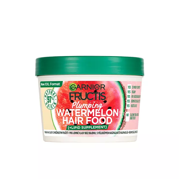Garnier Fructis Hair Food Plumping Watermelon 3in1 hajpakolás vékonyszálú, nem elég dús hajra, 400ml