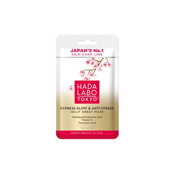 Hada Labo Tokyo Express Glow & Anti Stress Jelly Sheet Mask - Intenzív Hidratáló fátyolmaszk - 23 ml