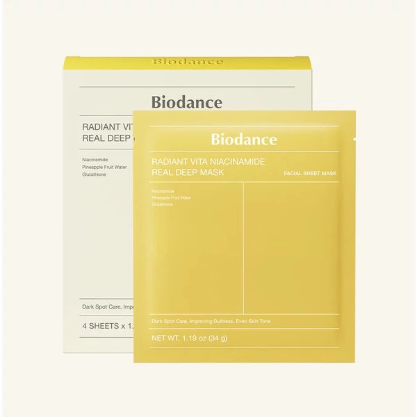 Biodance Radiant Vita Niacinamide Real Deep Bőrtónus Kiegyenlítő Fátyolmaszk 34 g